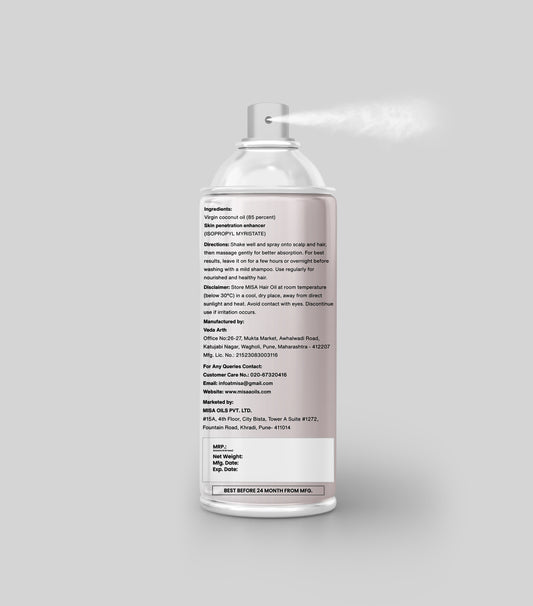 MISA Oils – 100% Pure Coconut Oil Aerosol Spray for Nourished & Healthy Hair 🌿✨